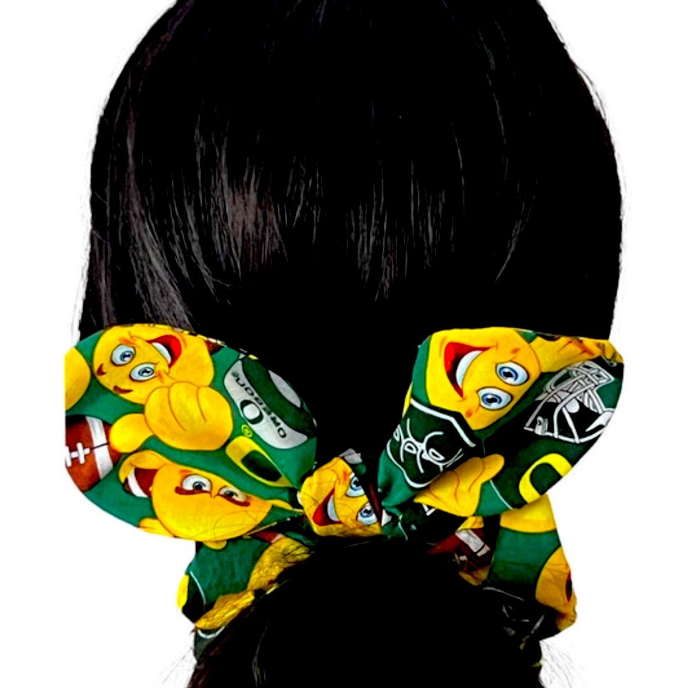 University Of Oregon Ducks Football Handmade Scrunchie W/ Detachable Bow